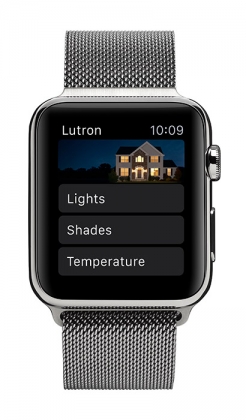 Product Photo of the Lutron App Home Screen on an Apple Watch